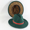 Forest Green Fedora Hat w/ Removable Band & Leopard Print Bottom