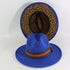 Royal Blue Fedora Hat w/ Removable Band & Leopard Print Bottom