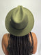 Olive Green & Red Fedora Hat w/ red bottom