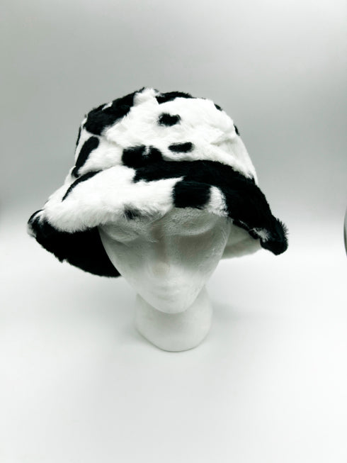 Dalmatian Faux Fur Plush Bucket Hat