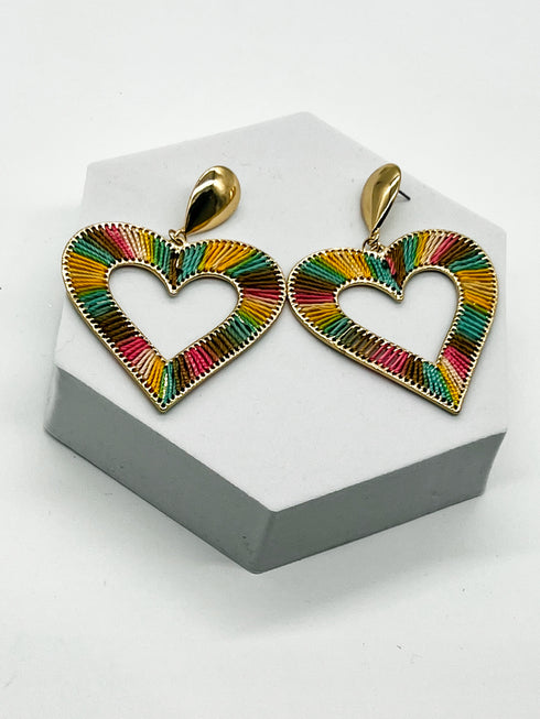 Basket Weave Love Heart Shaped Earrings