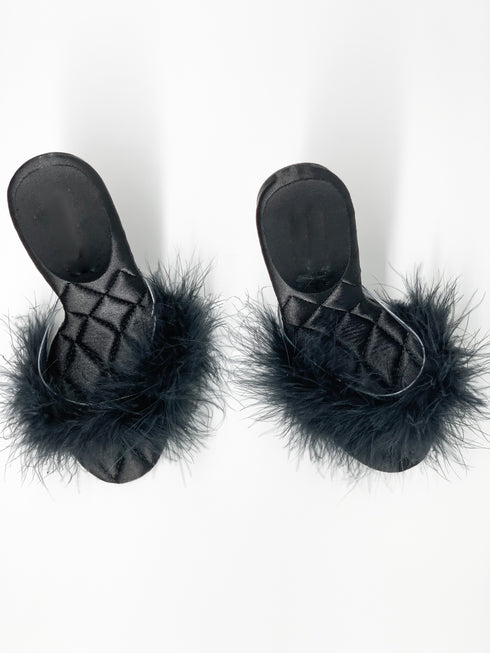 Sassy Fur Clear Black Heels