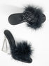 Sassy Fur Clear Black Heels